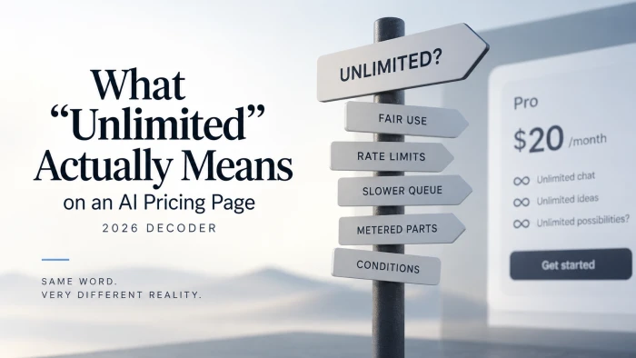 What "Unlimited" Actually Means on an AI Pricing Page (2026 Decoder)